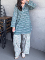 Sage Green Printed Kurta Palazzo Set | Ishu Creation