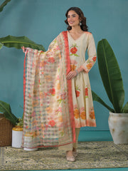 Floral Elegance Premium Cotton 3-Piece Suit Set | Ishu Creation