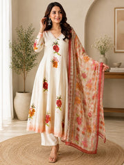 Floral Elegance Premium Cotton 3-Piece Suit Set | Ishu Creation