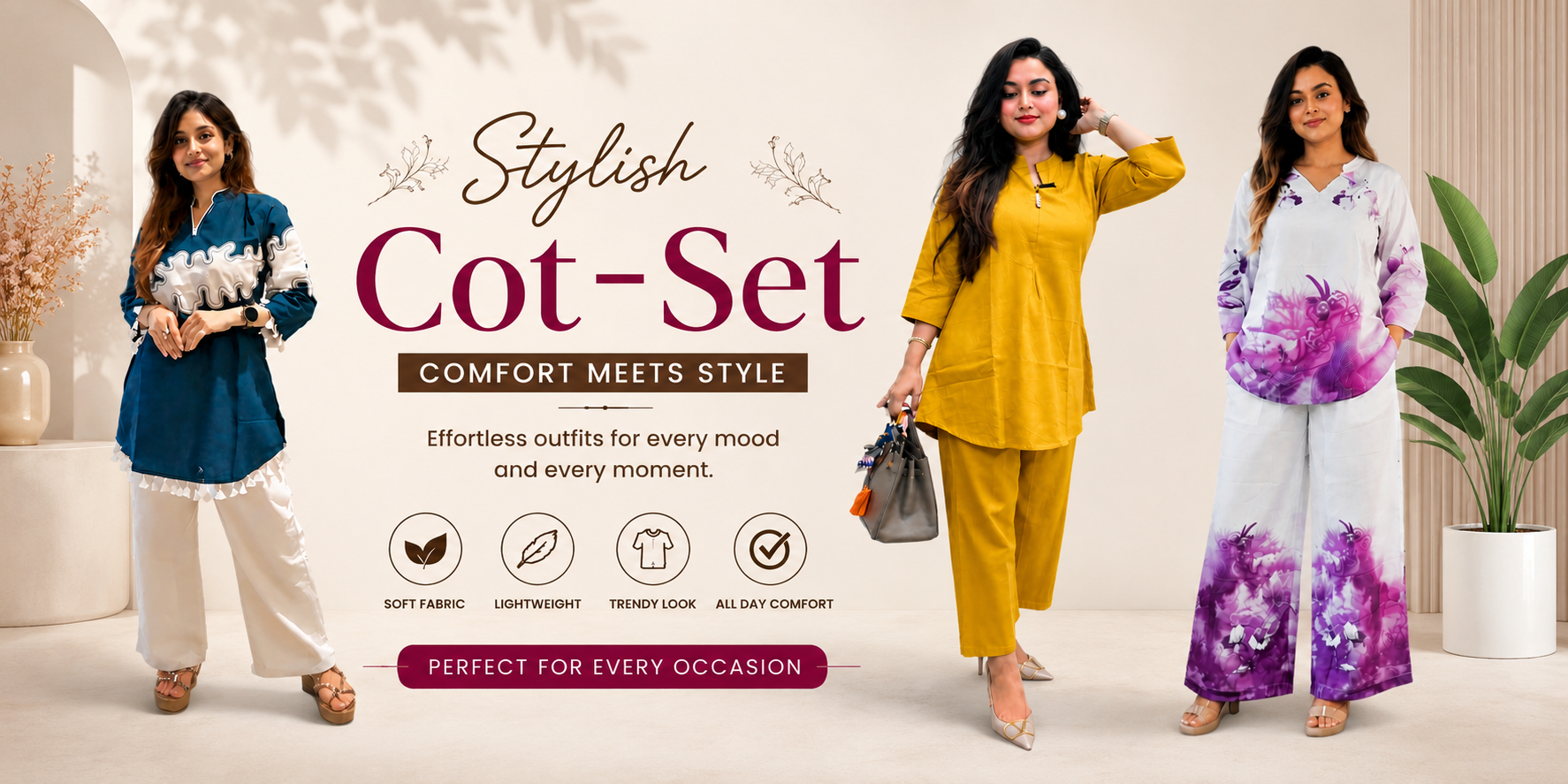 Women’s co-ord sets with matching kurta and pants