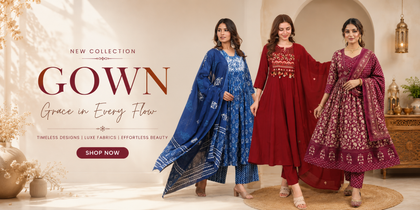 Women’s gowns collection featuring ethnic and party wear gowns