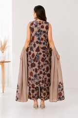 Women's Floral Print Cotton 3 Piece Kurta Set with Dupatta | Sleeveless | Sanganer Kurti Wala