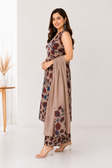 Women's Floral Print Cotton 3 Piece Kurta Set with Dupatta | Sleeveless | Sanganer Kurti Wala