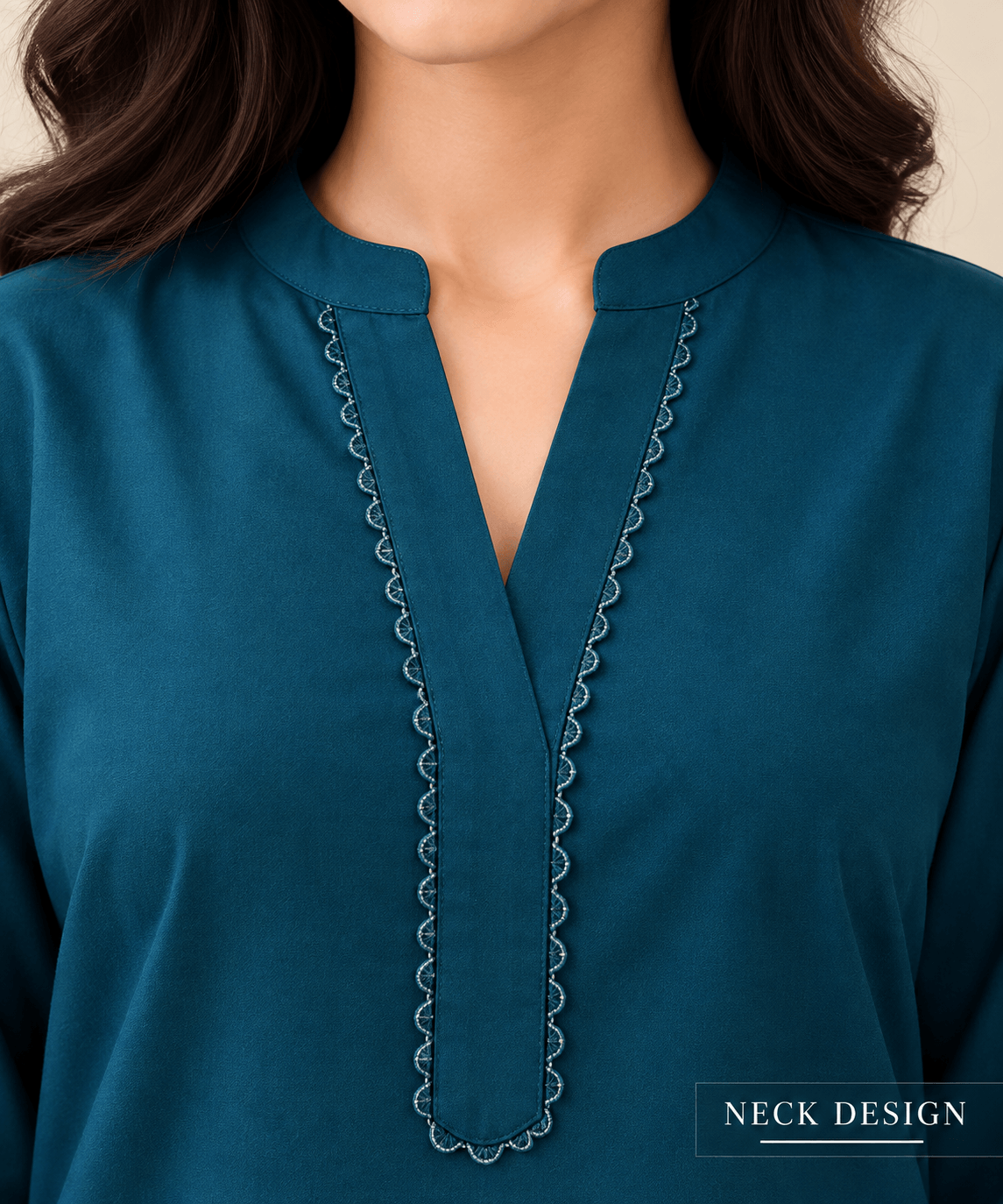 Women Teal Blue Solid Kurta Pant Set with Printed Sleeves | Stylish Ethnic Wear