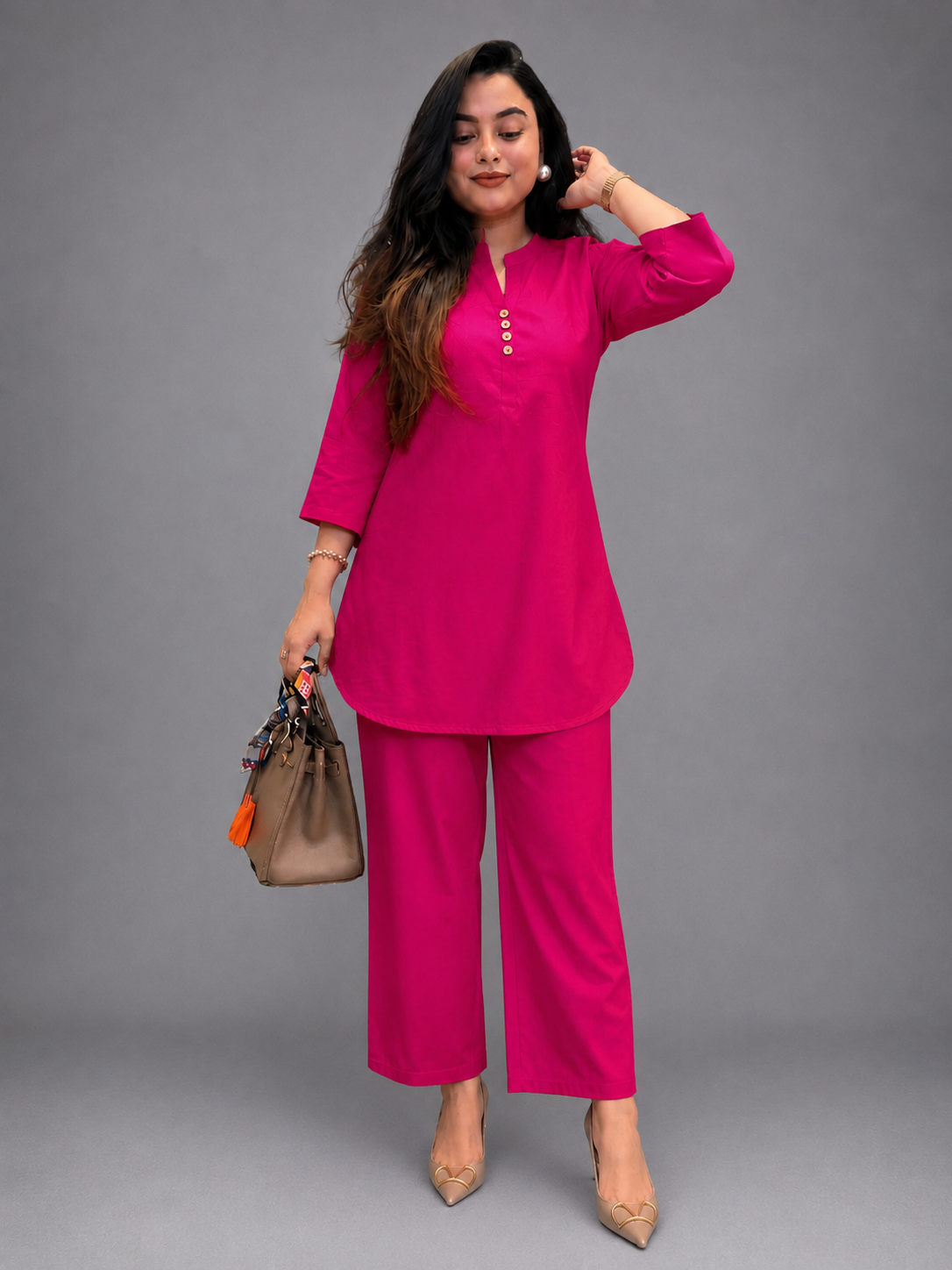 Mustard Yellow Co-Ord Set for Women – Stylish Kurta & Wide Leg Pants