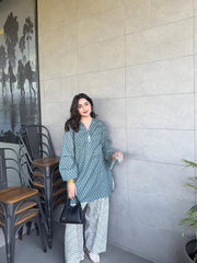 Sage Green Printed Kurta Palazzo Set | Ishu Creation