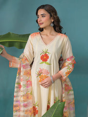 Floral Elegance Premium Cotton 3-Piece Suit Set | Ishu Creation