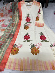 Floral Elegance Premium Cotton 3-Piece Suit Set | Ishu Creation