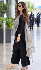 Women Black Cotton Kurta Pant Set with Printed Dupatta | Elegant Ethnic Wear  |  Ishu Creation