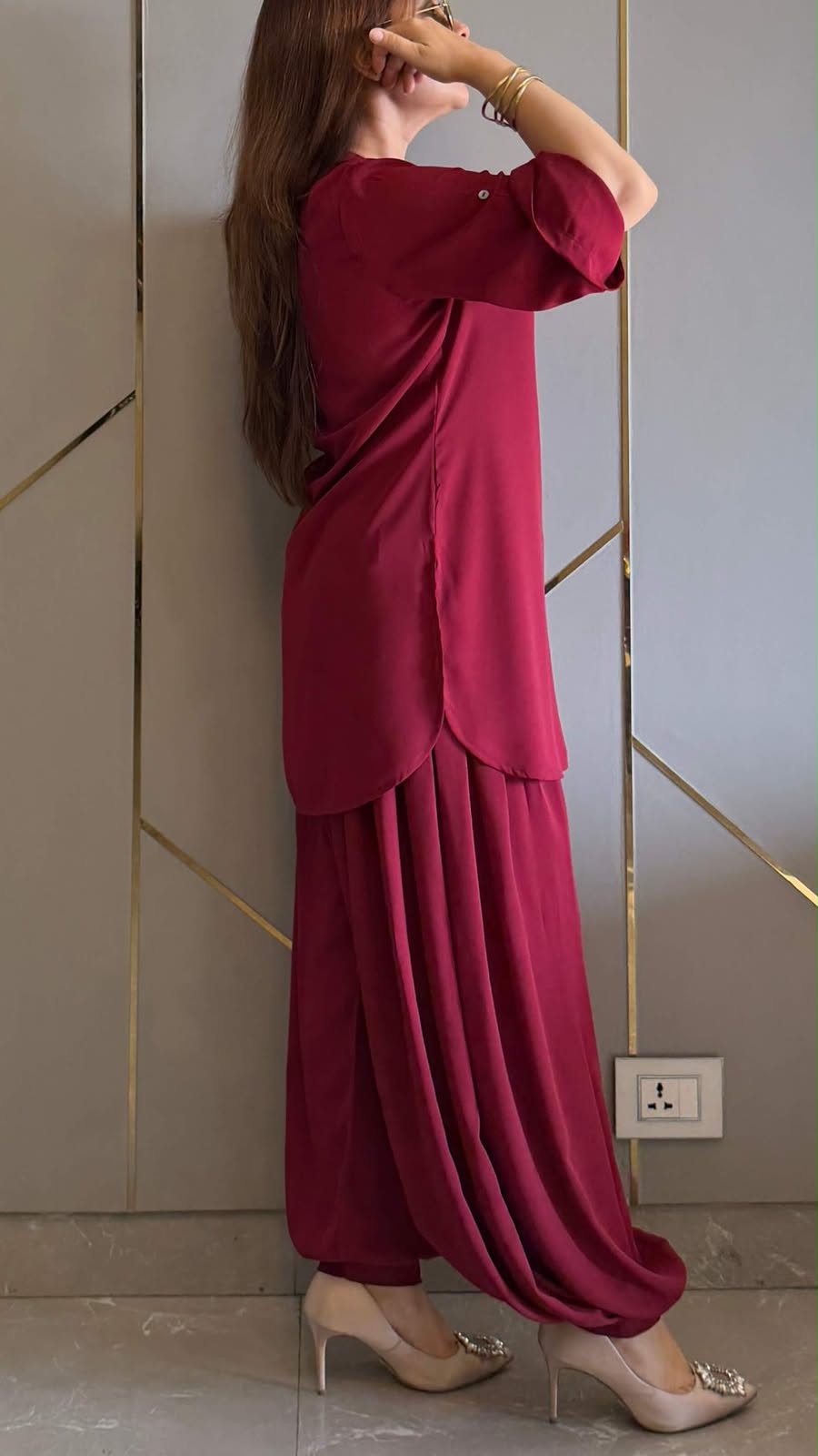 Women Maroon Kurta Pant Set | Stylish Solid Ethnic Wear Set  |  Ishu Creation