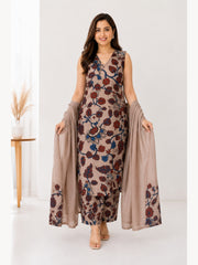 Women's Floral Print Cotton 3 Piece Kurta Set with Dupatta | Sleeveless | Ishu Creation